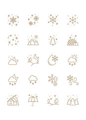 Set of snowflake icons, winter, frozen