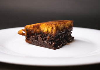 Sweet martabak terang bulan, chocolate peanut pancakes on a white plate
