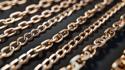Obraz premium Golden Chain Border, Seamless Luxury Chains of Different Types