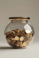 Pot with coins saving concept.