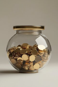 Pot with coins saving concept.