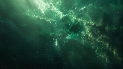 Green Nebula Space Background, 8K Realistic Lighting