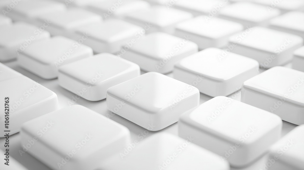 Poster a close-up of a white keyboard with keys arranged in a grid pattern.
