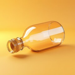 Fototapeta premium Transparent Glass Bottle on Vibrant Yellow Background