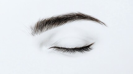 Fototapeta premium A serene closed eye with delicate eyelashes and a soft brow, evoking calmness and introspection.