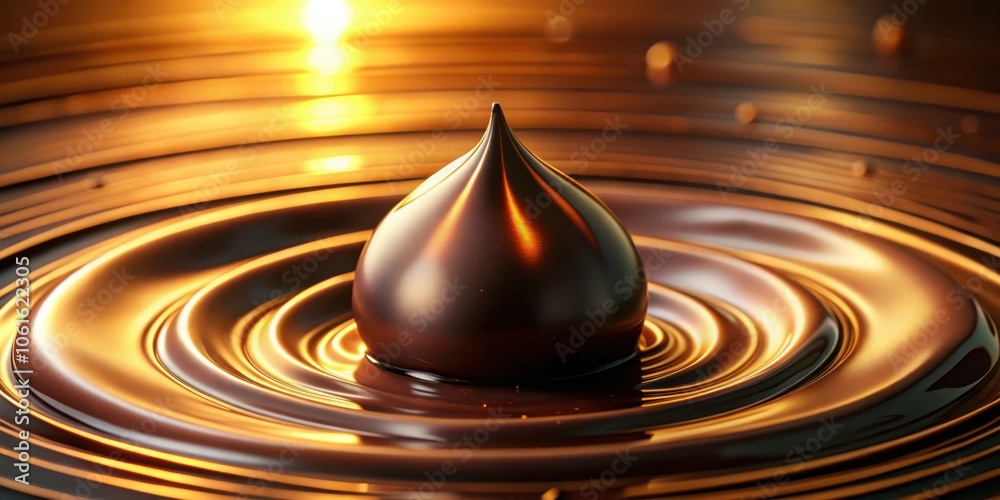 Poster a single drop of melted chocolate creates concentric ripples in a pool of liquid chocolate