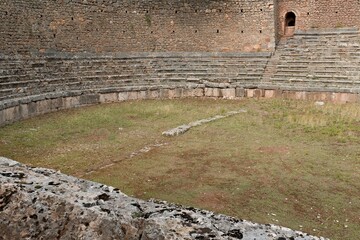 Ruins of the ancient sacred precinct of Delphi. Ancient Stadium. UNESCO. Greece. Europe.