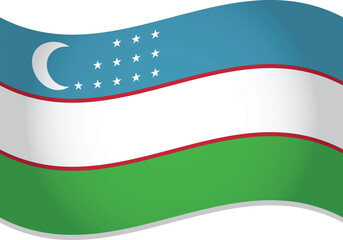 Uzbekistan National Flag Waving Vector