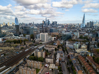 Obraz premium Aerial image of London skyline on a cloudy day