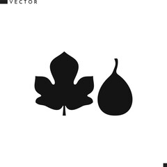 Fig silhouette.  Isolated fig and leaf icon