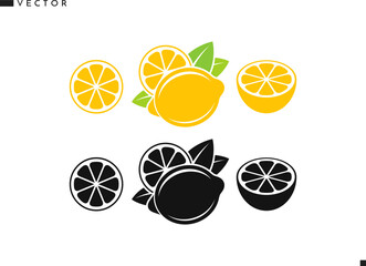 Lemon silhouette. Citrus fruit vector 