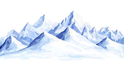 Fototapeta premium Beautiful watercolor mountains against a white isolated background.