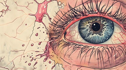 Surreal and Captivating Macro Eye with Vibrant Digital Textures and Abstract Patterns