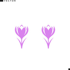 Crocus silhouette. Purple flower vector