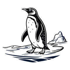 Penguin in the ice water