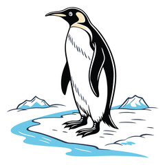 Penguin in the ice water