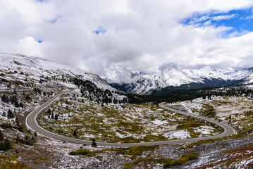  the transition from autumn to winter. Majestic Roads and Mountains: Cottonwood Pass in Winter's Grip