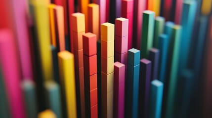 Obraz premium Colorful bar graph representing data visualization, abstract, growth, statistics, analytics.