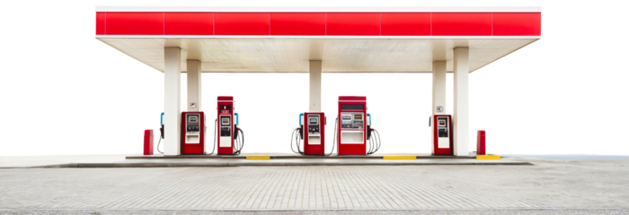 Modern gas station petroleum, efficient fuel isolated service car, industrial refill red diesel energy, refueling automotive transportation, powerful industry technological