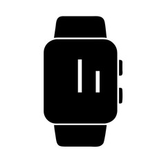 Black Flat Smartwatch Icon: A high-resolution, minimalist vector icon representing a smartwatch. This clean and sleek design is perfect for digital and print media.