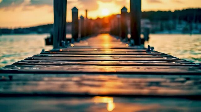 a dock  and  ta dock  and  the water  at sunsethe water  at sunset