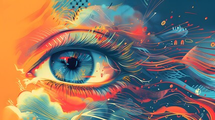 Surreal Digital Art with Vibrant Cosmic Eye for Creative