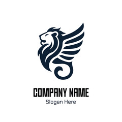 Fototapeta premium A creative logo design featuring a lion with wings, symbolizing strength and agility, suitable for a modern brand identity