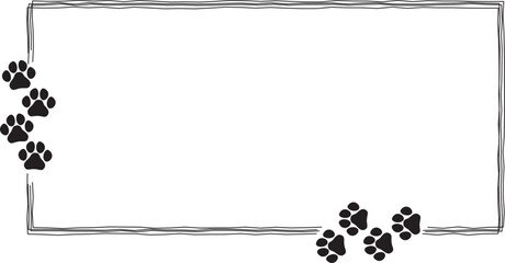 Hand drawn frames with pet footprints. Pet paw quote speech bubble. © Svitlana Tolmach 