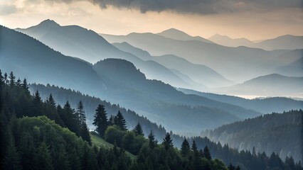 Obraz premium Dark mountains in the morning