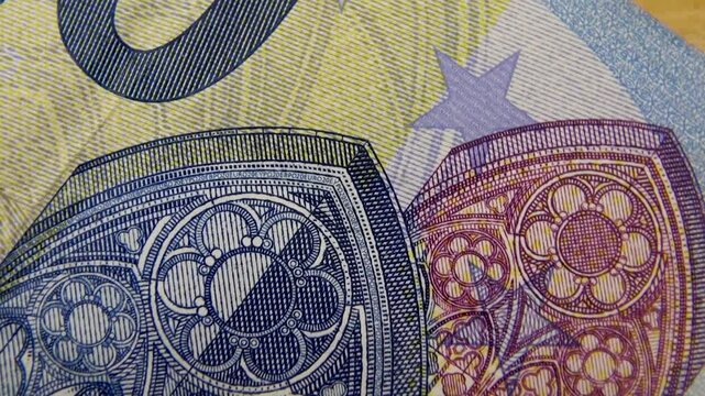 Footage of part of a euro banknote