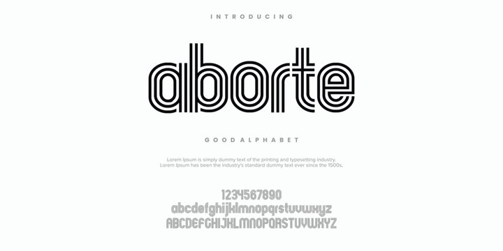 aborte modern abstract digital line alphabet font. vector illustration
