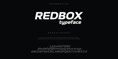 REDBOX Modern minimal abstract alphabet fonts. Typography colorful creative font. vector illustration