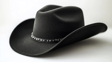 Black cowboy hat on a white background.