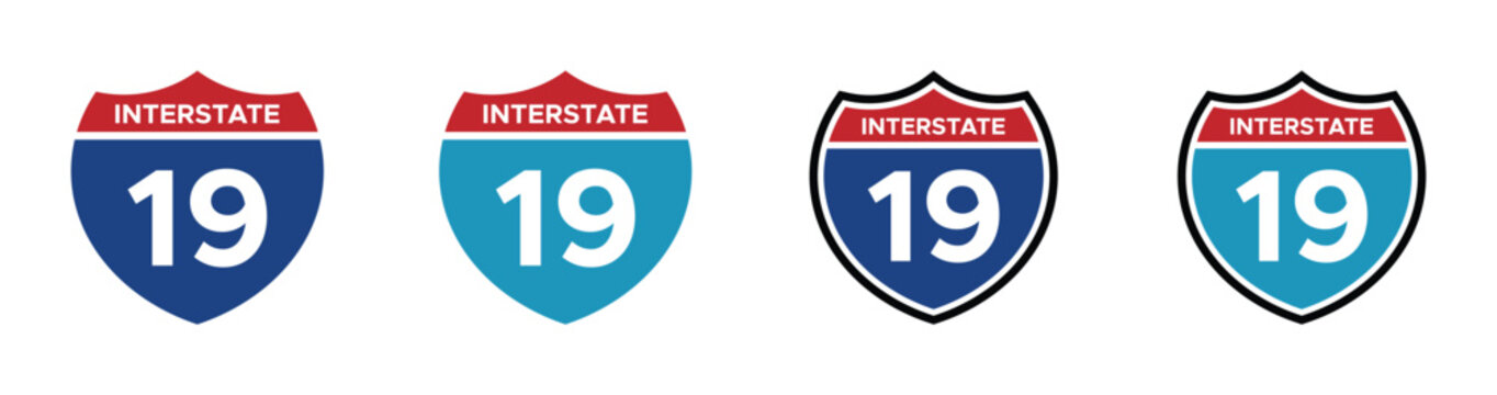 Interstate 19 highway vector signs. Interstate 19 icon