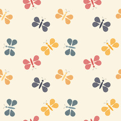 Fototapeta premium Butterfly colorful cartoon so cute. On yellow background. Pattern seamless vector illustration. 