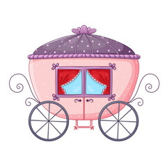 cartoon pink carriage on white background