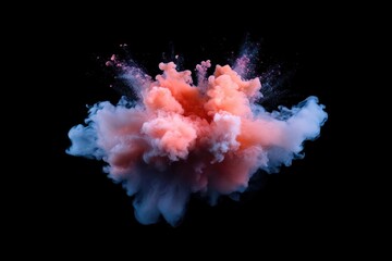 Fototapeta premium Cloud of pink and blue smoke on a black background, suitable for use in sci-fi or fantasy scenes