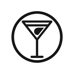 simple icon of a cocktail glass in black circle