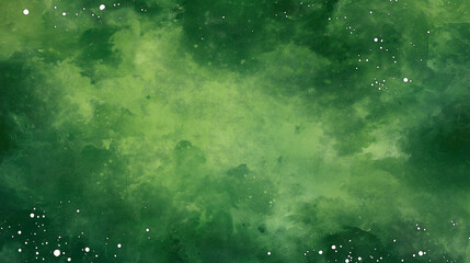 Obraz premium A vibrant green cosmic landscape filled with swirling clouds and distant stars, evoking a sense of mystery and wonder in the universe