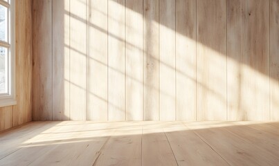 a wooden room featuring a window,Generative AI 