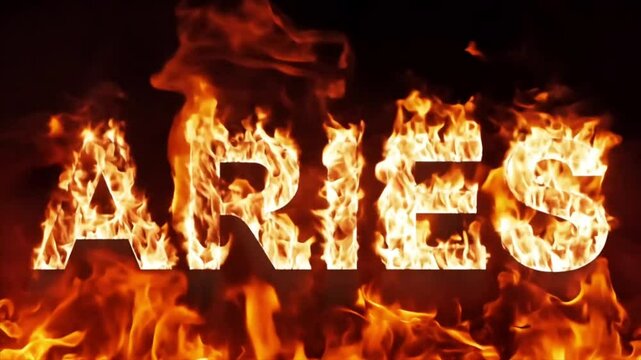 Aries title with flames