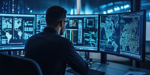 Fototapeta premium Threat intelligence framework including cyber threat indicators, analysis tools, and mitigation strategies.