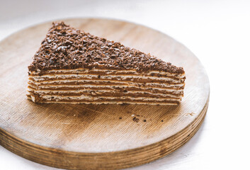 mikado cake on wooden board