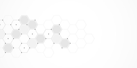 Vector illustration of hexagons pattern. Geometric abstract background with simple hexagonal elements. Creative idea for medical, technology or science design