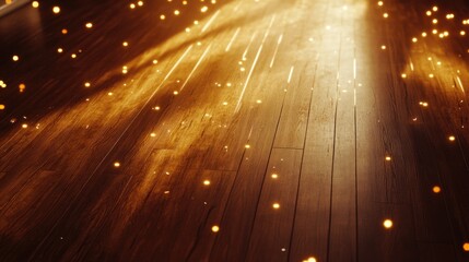 A wooden floor with numerous lights, ideal for decorative or event purposes