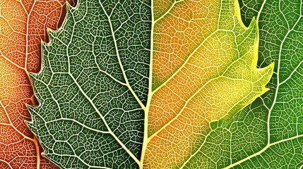 Obraz premium Close-Up of Colorful Autumn Leaves with Intricate Vein Patterns