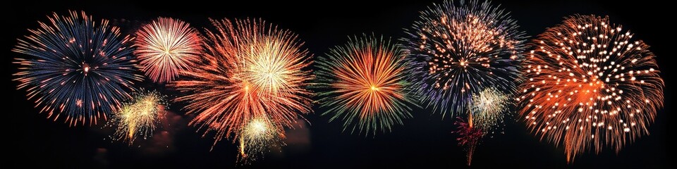 Obraz premium Colorful fireworks display against night sky