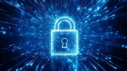 A digital lock symbolizing cybersecurity and data protection.
