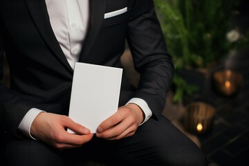 White notebook adult suit man.