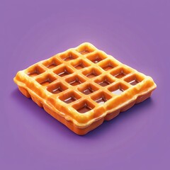 Delectable Waffle on Vibrant Purple Background
